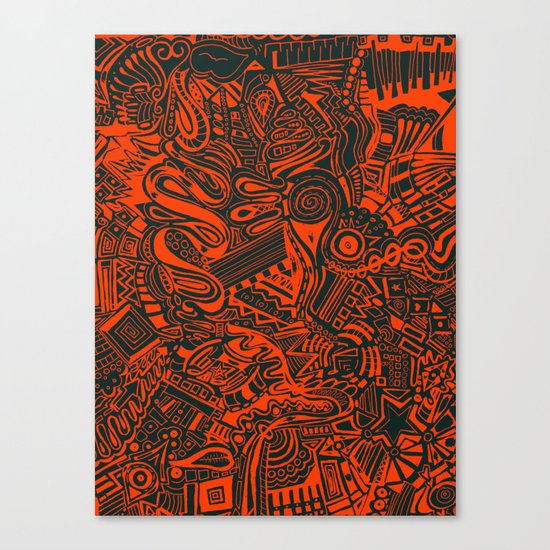 Inky - Orange & Green Canvas Print