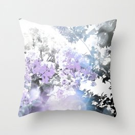 Watercolor Floral Lavender Teal Gray Throw Pillow