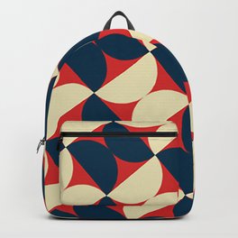 Retro Navy Blue and Rust Orange Geometric Pattern Mid Century Abstract Pattern Vintage Blue And Orange Pattern  Backpack