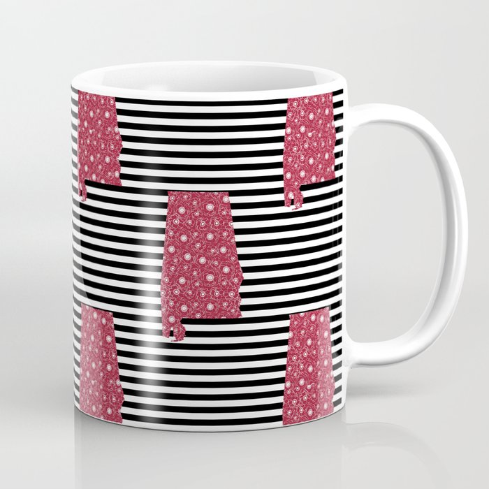 Alabama State Silhouette Stripes University Of Alabama Crimson Tide Floral College Football Gifts Coffee Mug By Varsity