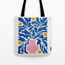 Summer Bloom: Electric Blue Leaves & Golden Poppies Tote Bag