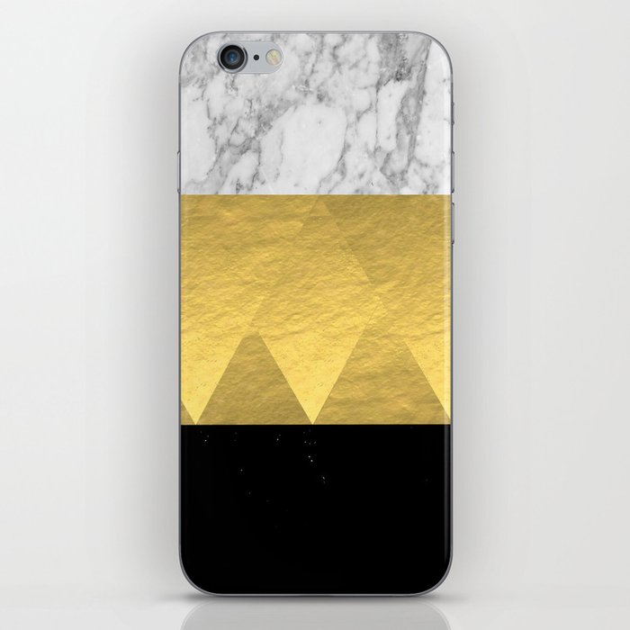 Stacked - gold foil black and marble cell phone case golden urban minimal retro modern city hipster  iPhone Skin