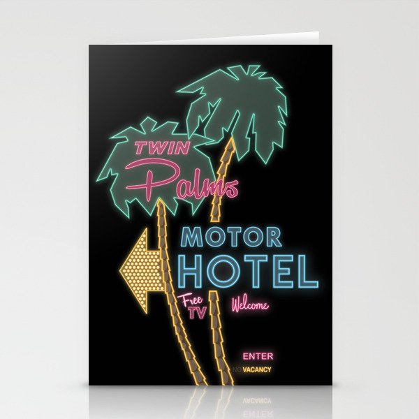 Twin Palms Retro Neon Sign Stationery Cards