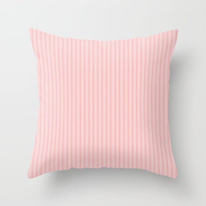 Small Lush Blush Pink and White Mattress Ticking Stripes Throw Pillow