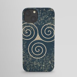 Triskelion Golden Three Spiral Celtic Symbol iPhone Case