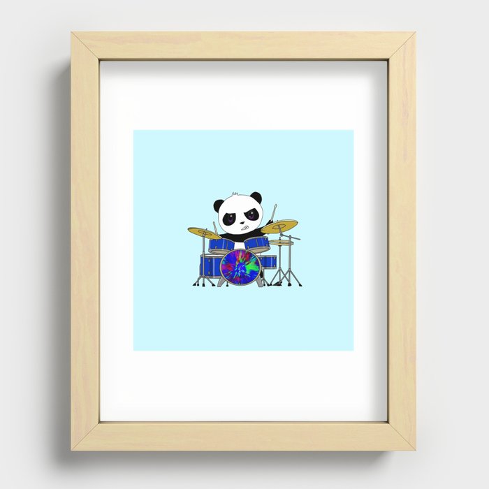 A Drumming Panda Recessed Framed Print