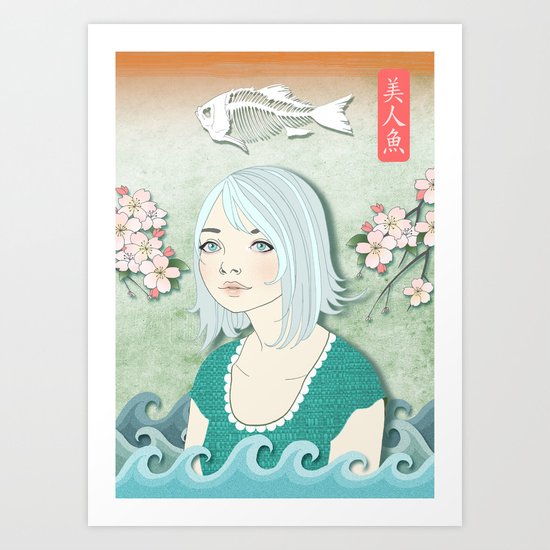 beautiful human fish Art Print