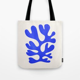 Electrik: Matisse Color Series III | Mid-Century Edition Tote Bag | Leaf, Boho, Blue, Plant, Matisse, Leaves, Shapes, Vintage, Botanical, Retro 