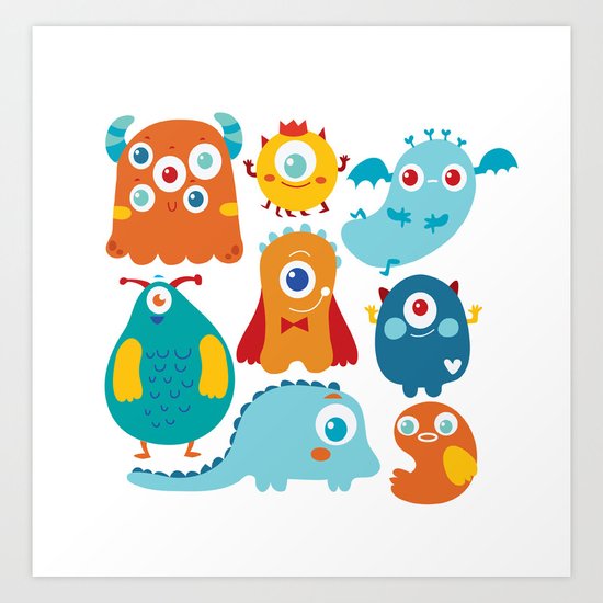 Aliens and monsters pattern Art Print