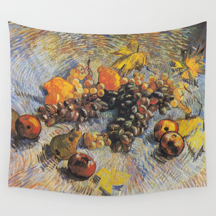 Vincent Van Gogh Still Life Grapes Apple Pears and Lemons 1887 Wall Tapestry