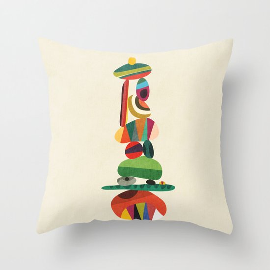 Totem - balanced pebbles Throw Pillow