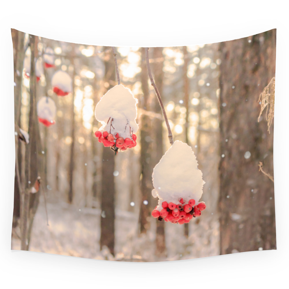Rowan Berries In The Snow Wall Tapestry by svetlanakorneliuk