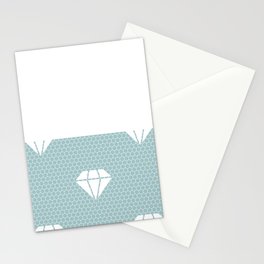 White Diamond Lace Horizontal Split on Pale Mint Green Stationery Card