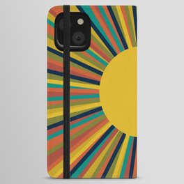 Colourful Multicolour Retro Sunburst Sun in Mid Mod Colours 3 iPhone Wallet Case