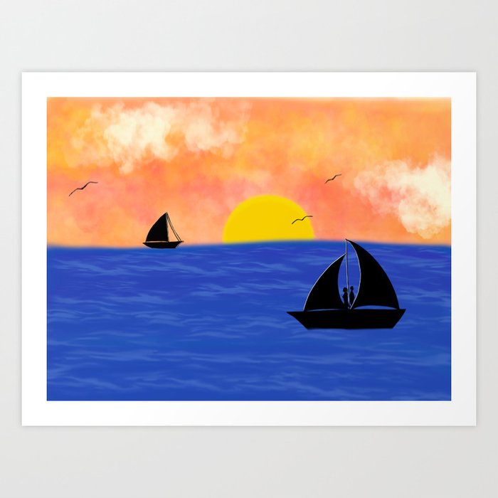 separation at sunset Art Print