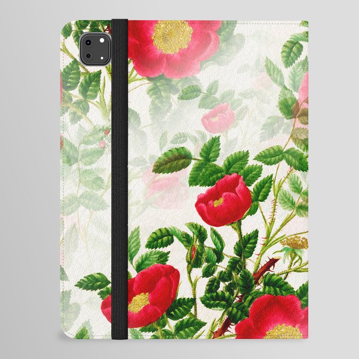 Vintage Elegant Red Flower Collection iPad Folio Case