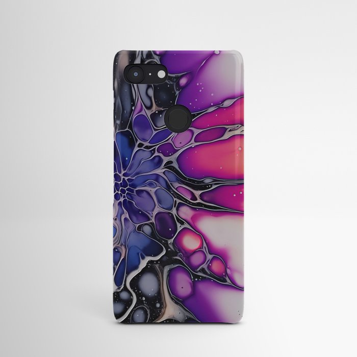Abstract purple blue flower poured paint  Android Case