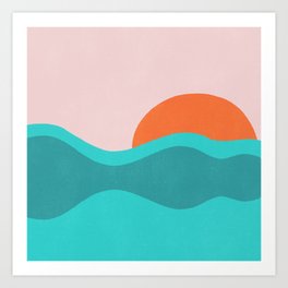 pink skies & surf Art Print