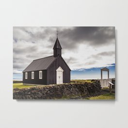 The black church of Budir, Iceland Metal Print | Rural, Rustic, Photo, Budir, Cloud, Architecture, Wood, Iceland, Blackchurch, Snaefellsnes 