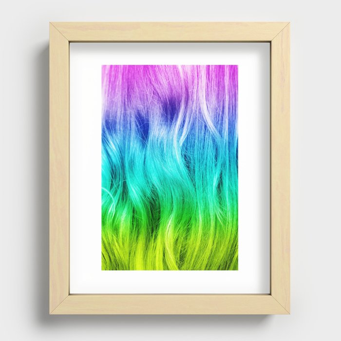 Vivid multicolored curly hair Recessed Framed Print