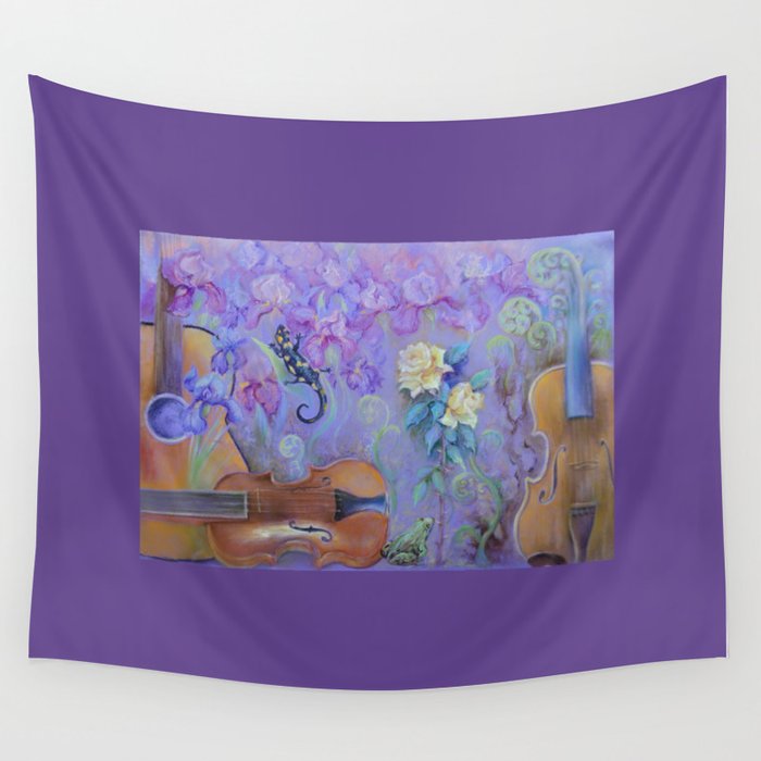 MAGIC VIOLIN Ultraviolet pastel composition inspired by music and farytale Wall Tapestry