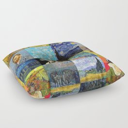 Vincent van Gogh - Masterpieces Patchwork, Grid Floor Pillow