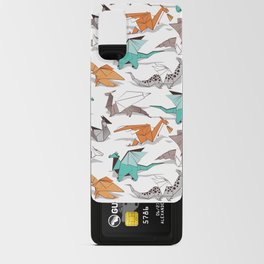Origami dragon friends // white background aqua orange grey and taupe fantastic creatures Android Card Case