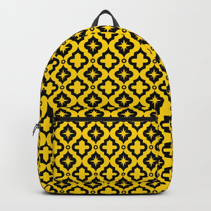Yellow and Black Ornamental Arabic Pattern Backpack