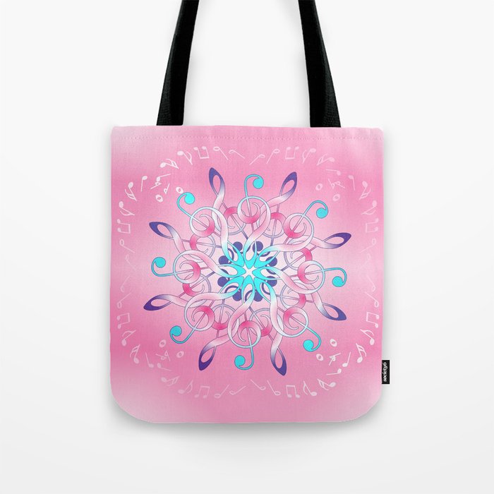 Music Notes In Pink Tote Bag