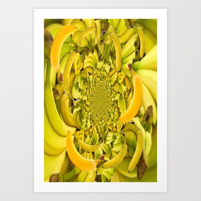 Going Bananas with Bananas Yellow Abstract Art Print