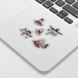 Hygge sloth // turquoise and red Sticker