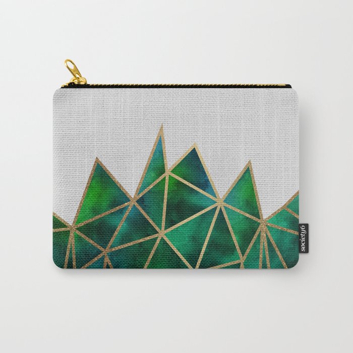 Emerald & Gold Geometric Carry-All Pouch