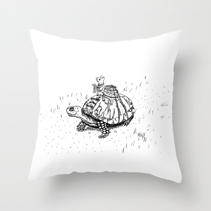 Travel Turtle Throw Pillow