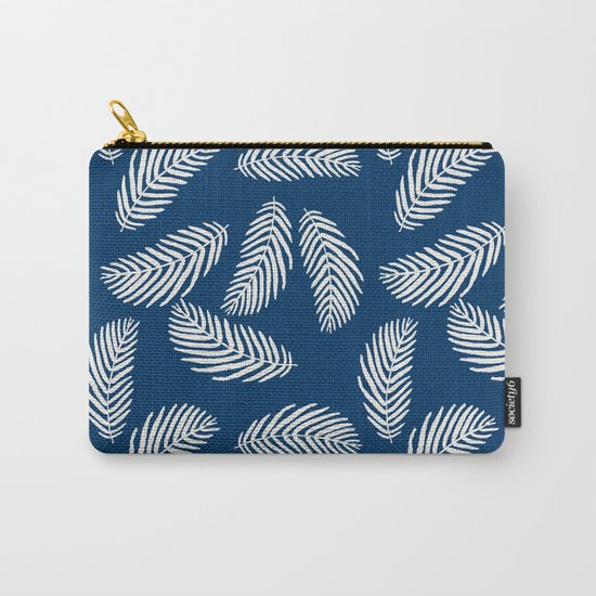 Palm trees navy tropical minimal ocean seaside socal beach life pattern Carry-All Pouch