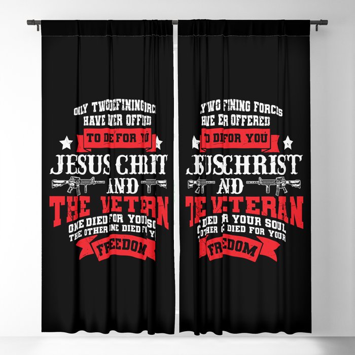 Religious Veterans Day Freedom Saying Blackout Curtain