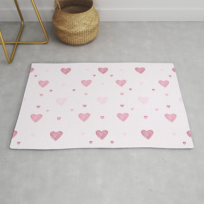 Hearts on a pink background. For Valentine's Day. Vector drawing for February 14th. SEAMLESS PATTERN WITH HEARTS. Anniversary drawing. For wallpaper, background, postcards. Rug