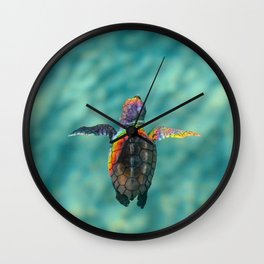 Rainbow turtle Wall Clock