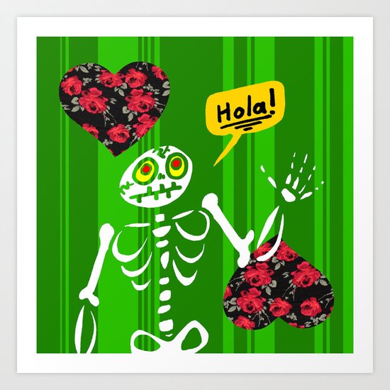 Hello Skeleton Art Print