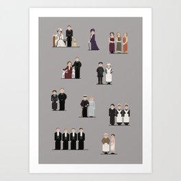 Main Characters from Downton Abbey in Pixel Art Art Print
