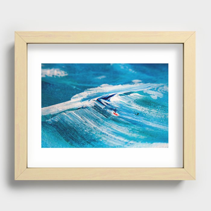 Big Wave Little Surfer Recessed Framed Print