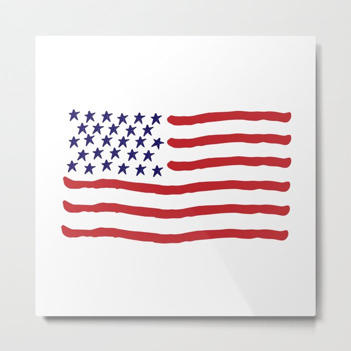 The Star-Spangled Banner / USA Flag / Hand-painted Metal Print
