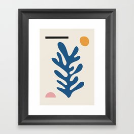 Blue leaf inspired by Matisse cut outs Framed Art Print