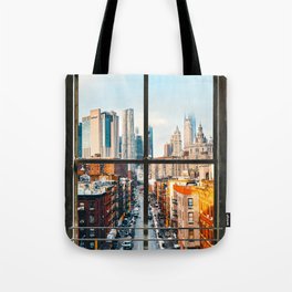 New York City Window | Colorful Street and Skyline | NYC Tote Bag