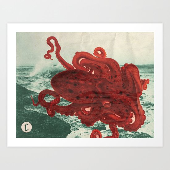 Octopus Beach Art Print