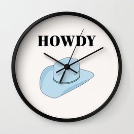 Howdy - Cowboy Hat Blue Wall Clock