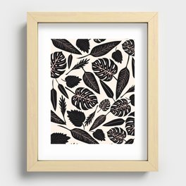 Monstera leaves Black and beige Recessed Framed Print