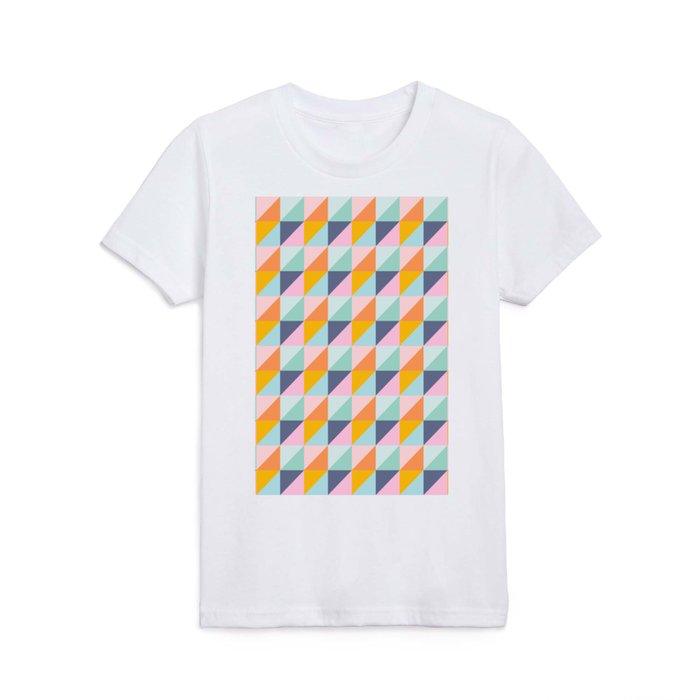 Color Block Triangle Pattern in Bright Pastels Kids T Shirt