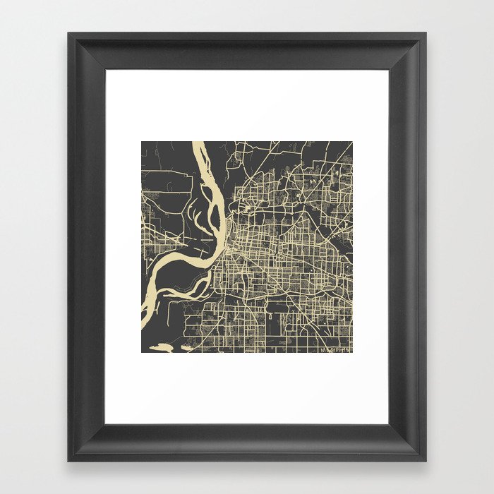 Memphis map yellow Framed Art Print