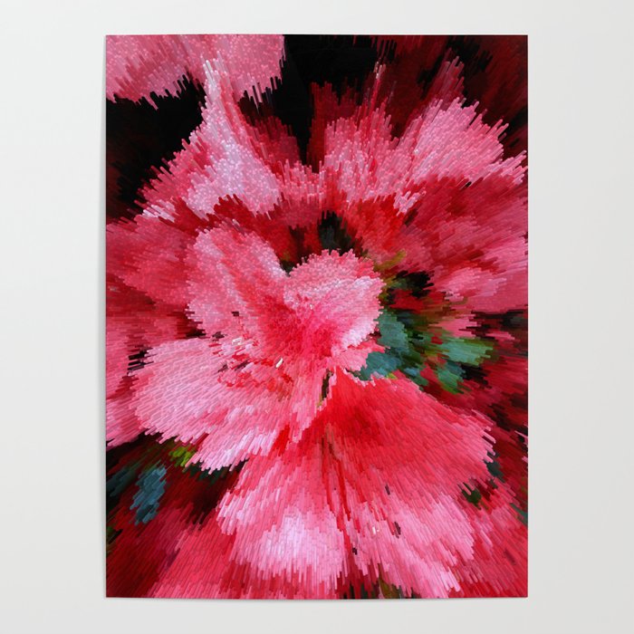 Red Azaleas blossom pixel art Poster