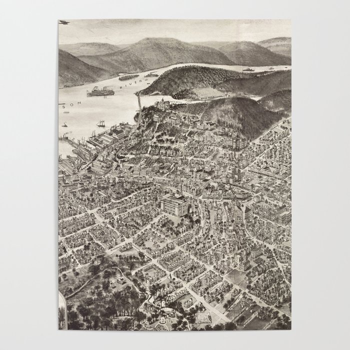 Vintage Pictorial Map of Peekskill NY (1911) Poster by BravuraMedia Society6